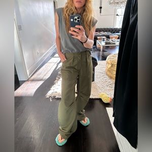 Lioness Miami Vice pants in olive green- size medium Low waisted